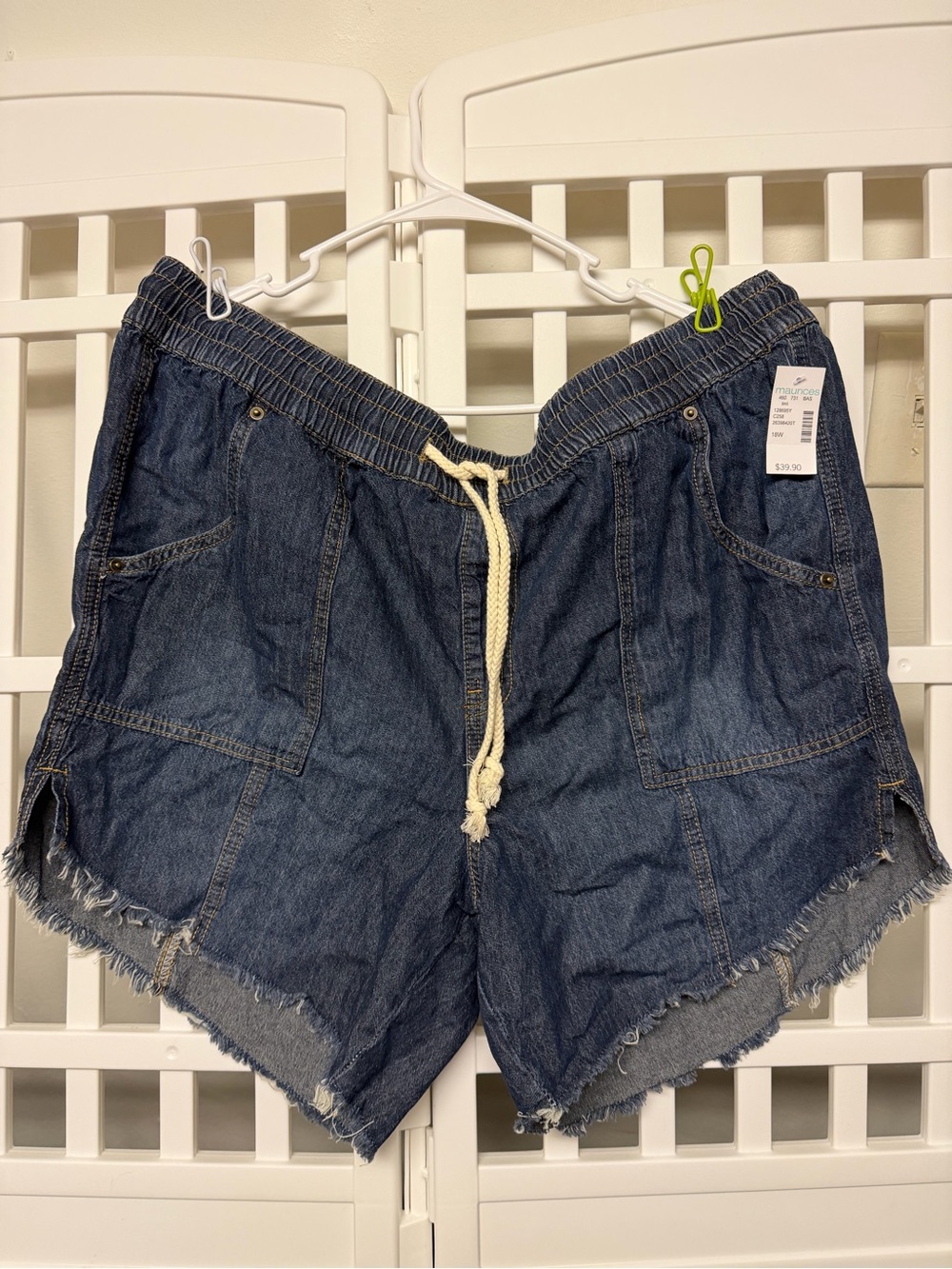 Maurices Dark Blue Denim Drawstring Shorts